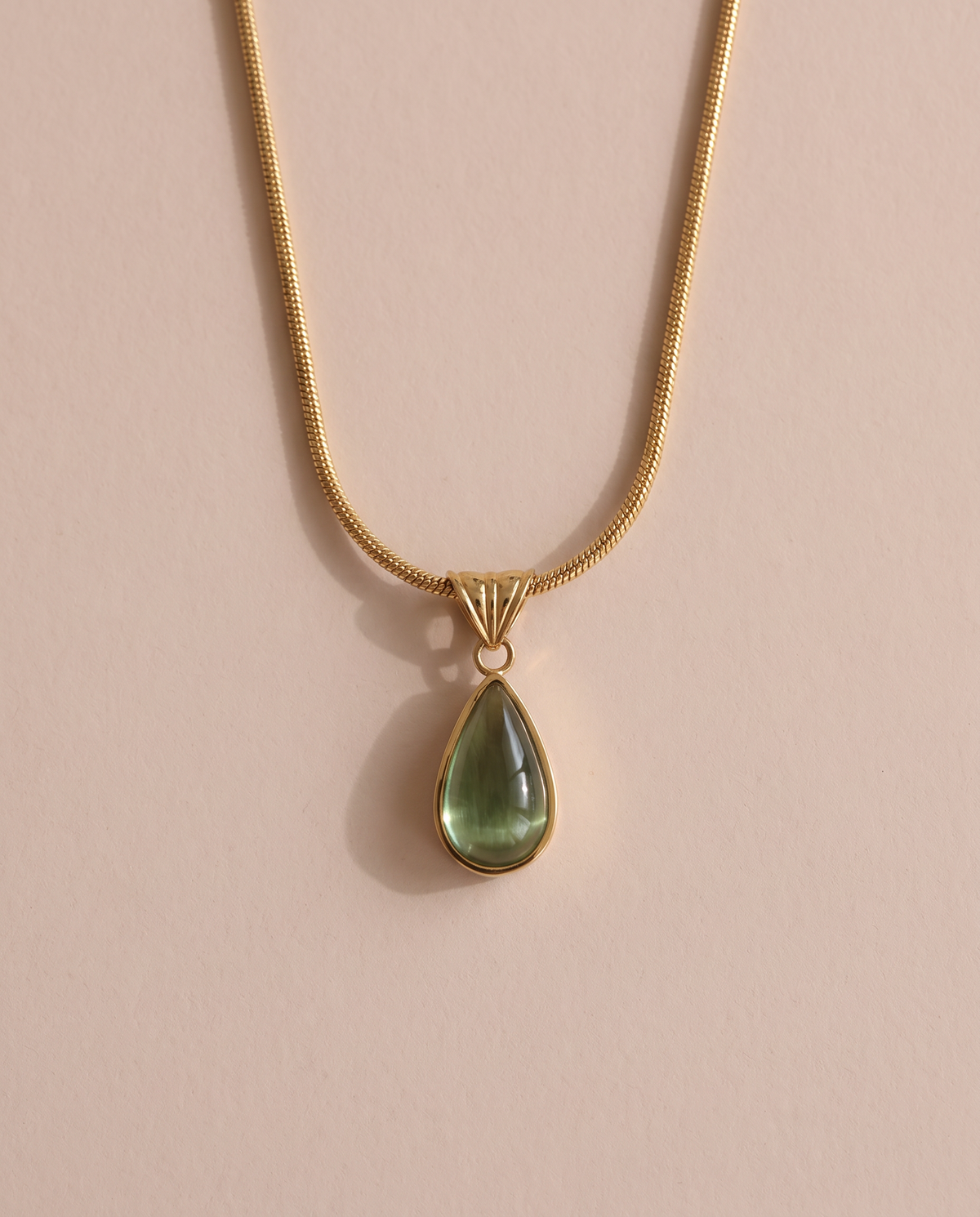Tropfen-Kette Grün – Gold